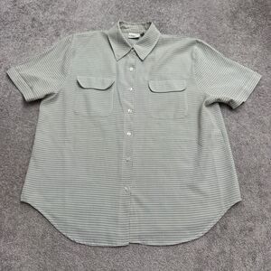 Modern Essentials Gingham Button Up Shirt Womens PL Petite Green Short Sleeve